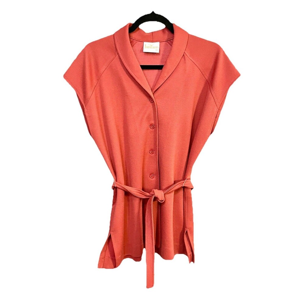 Vintage Jantzen Button Down Belted Vest Shirt Women’s XL 18 Mod Gogo Watermelon